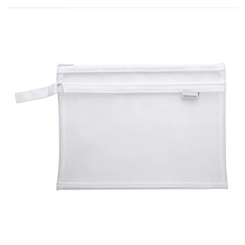 Mesh-Reißverschlusstasche,Plastik-Geldbörsen, 2 PCS A4 Transparent Datei Ordner Mesh Dokument Tasche Student Prüfung Gitter Reißverschluss Schreibwaren Daten Lagerung Tasche Büro Schule Liefert(White)