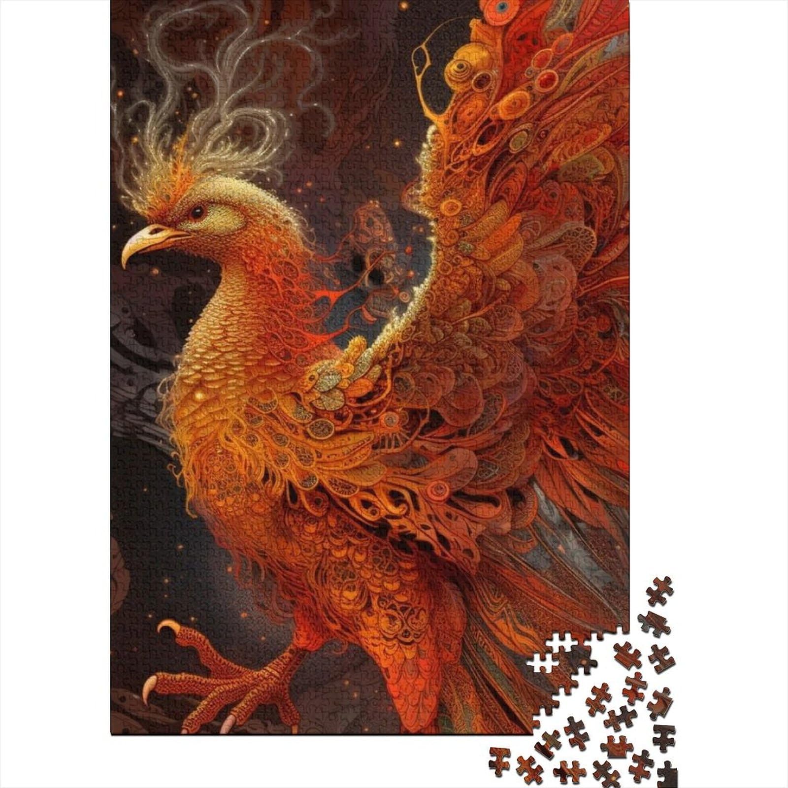 Puzzle für Erwachsene, 1000 Teile, Phönix-Puzzle, Holzpuzzle für Erwachsene, Puzzles, Puzzles für Erwachsene, Lernspiel, Herausforderungsspielzeug, 75 x 50 cm