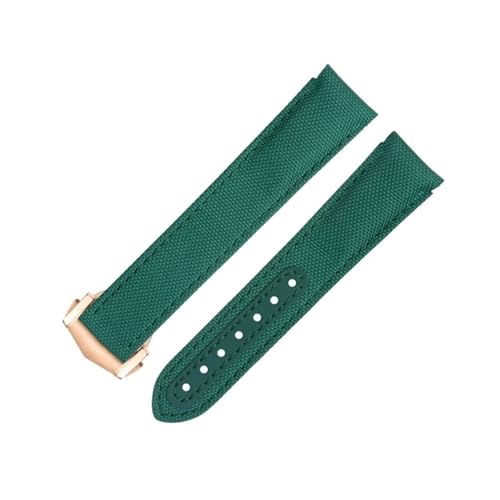 IOTUP Uhrenarmband mit gebogenem Ende, 20 mm, für Omega-Armband für AT150 Seamaster 300 Planet Ocean De Ville Speedmaster, grünes hochdichtes Nylon-Rindsleder, 20 mm, Achat