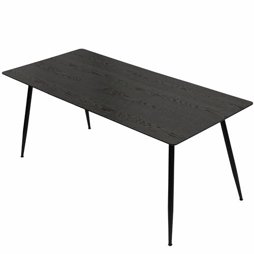 TRISENS Esstisch Emilia ausziehbar 120-150-180 x 80 cm 4-10 Personen Küchentisch mit Metallgestell für Küche, Esszimmer Holz Optik, Farbe:Schwarz