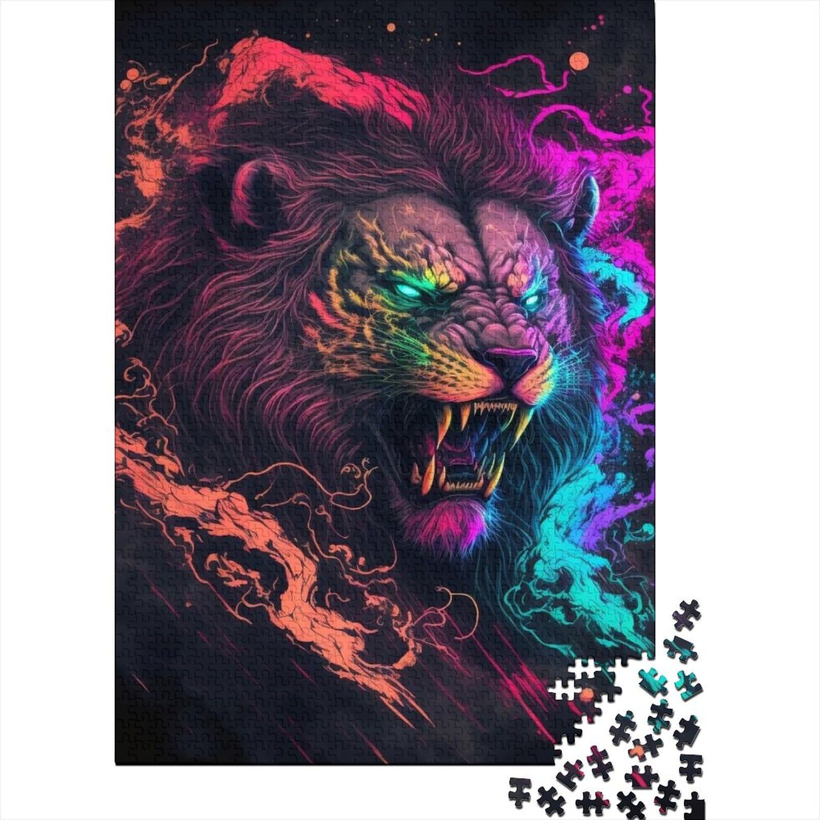 Art Lion Puzzle 1000 Teile für Erwachsene Holzpuzzle für Erwachsene Puzzlespielzeug Spielspielzeug für Erwachsene Familienpuzzle Geschenk 75x50cm