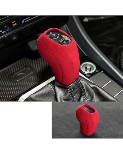 Schaltknauf Für SAGITAR Für Passat Tharu T-Cross TACQUA 2020 2021 2022 Schalthebel Stick Shift Wildleder Hülle Abdeckung Shell Auto Innenausstattung Shift knob(Red)