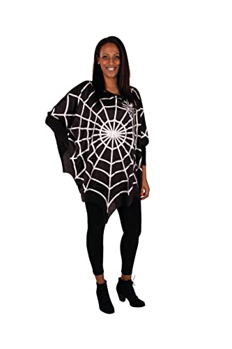 PartyXPeople Spinne Poncho Damenkostüm Spider Web Verkleidung Kostüm schwarz-silber 13702-STD