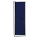 BISLEY Flügeltürenschrank Universal, 4 Fachböden, 5 OH, B 600 mm, Metall, 505 Korpus Lichtgrau, Fronten Oxfordblau, 40 x 60 x 195 cm