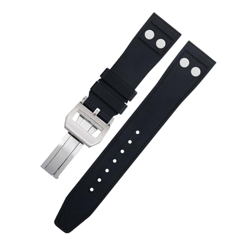 IOTUP Uhrenarmband für IWC Big Pilot Mark Portugieser weiches Armband, 22 mm, 21 mm, Fluorkautschuk FKM Gummi mit Nieten, 22 mm, Achat