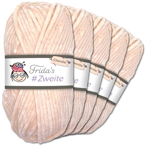 Frida`s #Zweite Wolle 5 x 100g Chenille Wolle Garn Amigurumi Stricken & Häkeln weich (53 - Hellrosa)