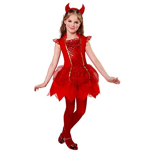 Widmann - Kinderkostüm Teufelchen, Kleid, Hörner, Halloween, Karneval, Mottoparty