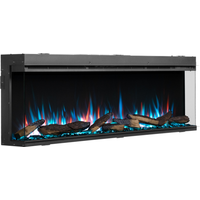 CrownFlame Athena 60" Elektrokamin - Elektrischer Einbaukamin mit Heizung - realistischer 3D-Flammeneffekt, integrierte Knisterfunktion, LED-Beleuchtung, Fernbedienung, Timer, Thermostat - Schwarz