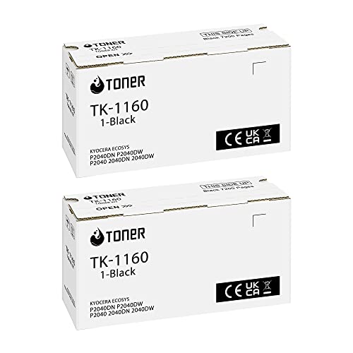 2X TK-1160 Toner kompatibel mit Kyocera TK-1160 Toner-Kartusche Schwarz 1T02R90NL0 Kompatibel für ECOSYS P2040DN ECOSYS P2040DW ECOSY P2050DN