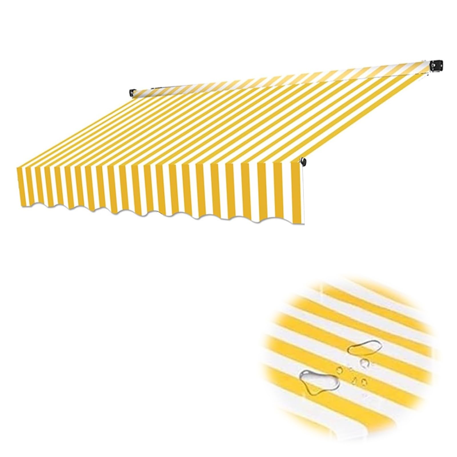 Ersatz for Einziehbare Klemmmarkise, Sonnenschutzdach for Einziehbare Markisen, Wasserdicht Hochwertiges Ersatztuch, Langlebiger Markisenstoff, Markisenbespannung Canvas Markisenstoff(Yellow,(13x10ft)