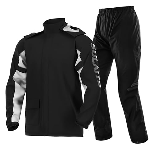 Hcclijo Motorrad Regenmantel Anzug Männer Im Freien Wasserdichte Regenbekleidung Schuhe Abdeckung Ultradünne Regen Mantel Radfahren Angeln Klettern Jacke Black 0901 3XL