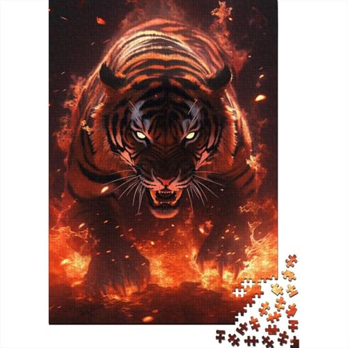 Lava Night Tigers Holzpuzzle für Erwachsene, Puzzlespielzeug für Erwachsene, 1000-teiliges Puzzle, schwierige, anspruchsvolle Puzzles, 1000 Teile (Größe 75x50cm)