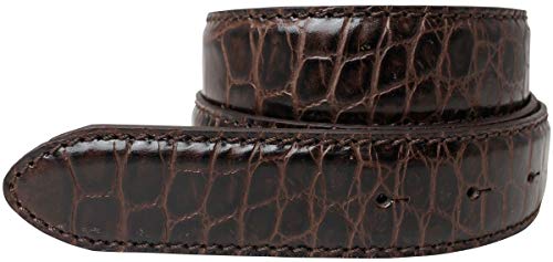 BELTINGER Gürtel mit Krokoprägung ohne Schnalle 3,5 cm | Leder-Gürtel für Damen Herren 35mm Kroko-Optik | Kroko-Muster | Braun 80cm