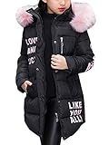 ShallGood Mädchen Wintermantel Jacke Mädchen Daunenjacke Herbst Winter Mantel Mit Kapuze Warm Kinder Daunenmantel Parka Outerwear Lang Oberbekleidung Kinderjacke Schwarz 140 cm