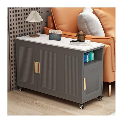 FUHAI-666 Wohnzimmer-Beistelltisch, Sofa-Beistelltisch, Schrank, Beistelltisch, Aufbewahrung, Sideboard, Sofa-Beistelltisch, Home-Tee-Bar-Maschine, Multifunktionstisch(Gray+white,40x100x66cm)