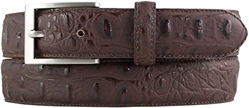 BELTINGER Gürtel mit Krokoprägung 3 cm | Leder-Gürtel für Damen Herren 30mm Kroko-Optik | Kroko-Muster 3cm | Braun 95cm