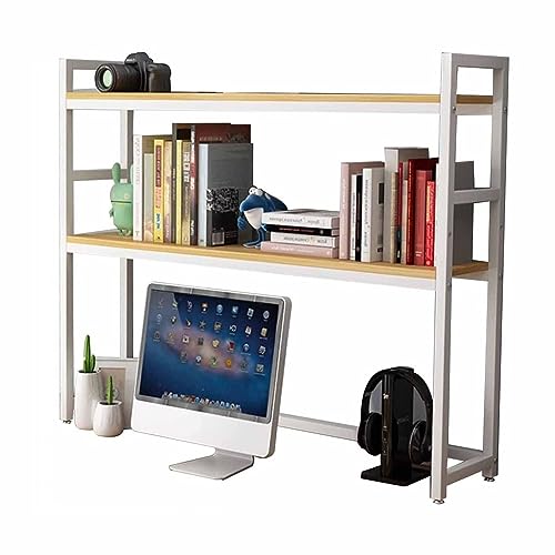 Verstellbares Schreibtisch-Bücherregal-Organizer-Rack - Schreibtisch-Bücherregal aus Holz und Metall, Schreibtisch-Bücherregal für Computertische, offenes Schreibtisch-Aufbewahrungsregal, für Ausste