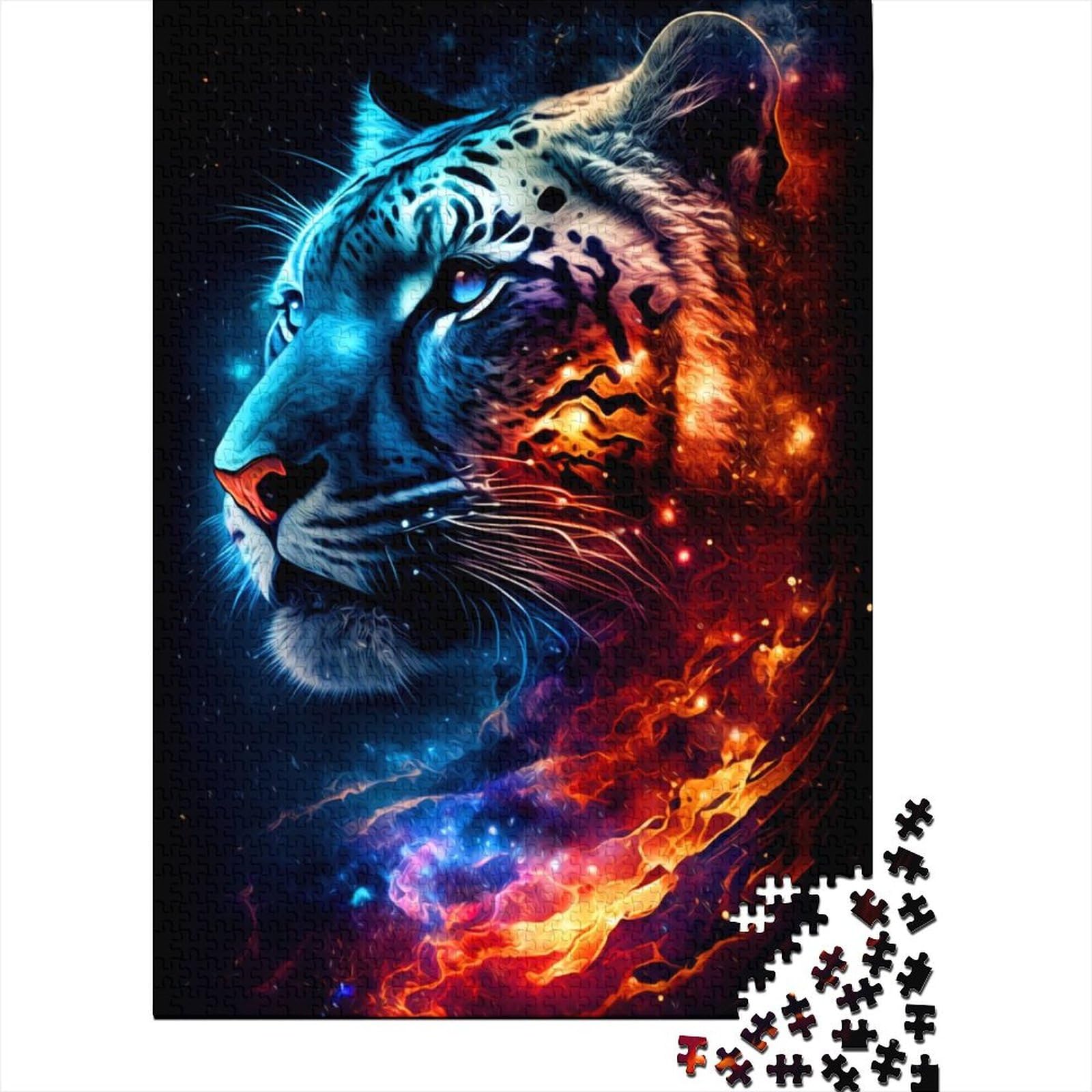 1000-teiliges Puzzle für Erwachsene und Jugendliche Tiger-Holzpuzzles für Erwachsene und Jugendliche Nachhaltiges Puzzle für Erwachsene | Spiele 75 x 50 cm