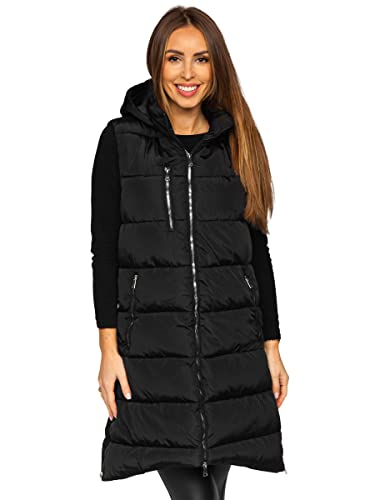 BOLF Damen Weste Bodywarmer Steppweste Daunenweste Funktionsweste Vest Ärmellose Sportweste Kapuzenweste Wärme Freizeit Outdoor Slim Fit Modellauswahl 81261 Schwarz S [U1U]