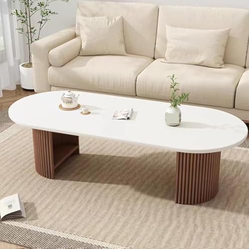 Couchtisch für Wohnzimmer, moderner Couchtisch, runde Couchtische aus Holz für Wohnzimmer, runder Couchtisch mit Stauraum, Kleiner rechteckiger Teetisch, weiß, für Zuhause, Wohnzimmer, Büro,