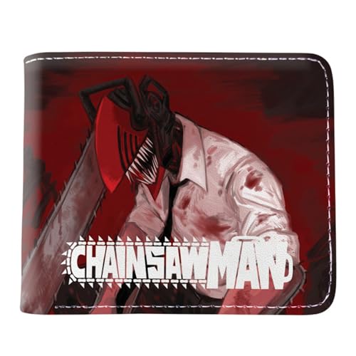 RYNDEX Chains-aw Man Brieftasche Anime, Cartoon-Münztasche Kleine Geldbörse, PU Leder Münzbörse Wallet mit Sichtfenster(Color:Multicolor 9)