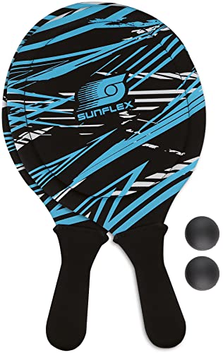 Sunflex Neopren Beachball Set Action Pro mit Zwei Schlägern und Zwei Bällen | weich und leicht | extrem robust und wasserfest