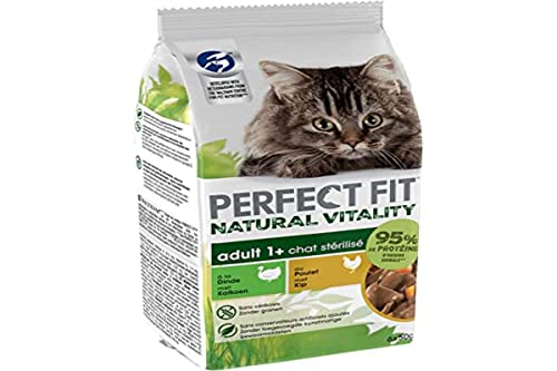 Natural Vitality – 72 Frischebeutel à 50 g (12 Packungen mit je 6 Beutel) – für ausgewachsene Katzen, sterilisiert mit Huhn & Truthahn – Nassfutter aus natürlichen Inhaltsstoffen