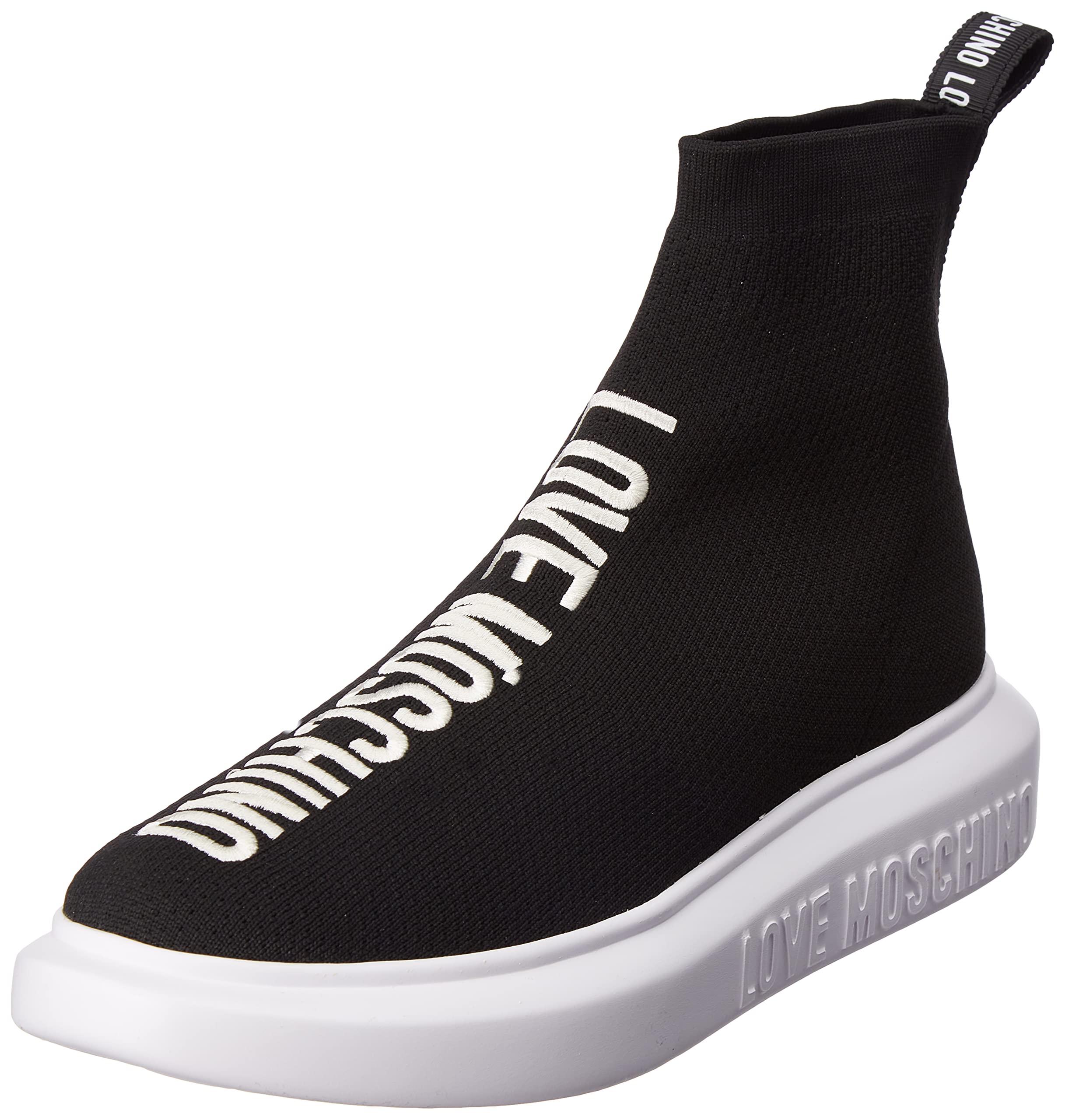 Love Moschino Damen Sneakerd.Gummi 40 Socke Sneaker, Schwarz, 36 EU