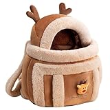 Tragetasche Katzen Rucksack Tragetasche Hunde Reisetasche Haustier Winter Outdoor Tragetaschen Plüsch Rentier Beutel Tasche Mit Handwärmern Katzen Tragetaschen Für Große Katzen Mittelgroße