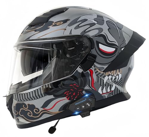 Modularer Bluetooth-Motorradhelm, ECE-Geprüft, Hochklappbarer Motorradhelm Für Erwachsene Mit Doppelvisier Für Antikollisions-Rollerhelm, Helm Für Männer Und Frauen B,L59-60CM