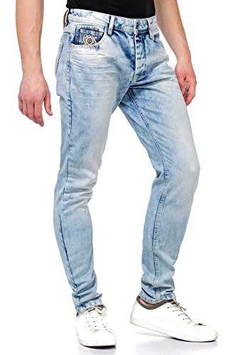 Cipo & Baxx Herren Jeans Hose Pants Freizeithose Slim Fit Denimhose Iceblue CD319X W38 L34 Blau