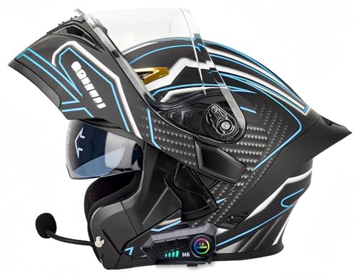 Modularer, Hochklappbarer Integral-Motorradhelm Mit Bluetooth, ECE-Geprüft, Für Herren Und Damen, Integralhelm Für Roller, Doppeltes Antibeschlag-Visier K,S55-56CM