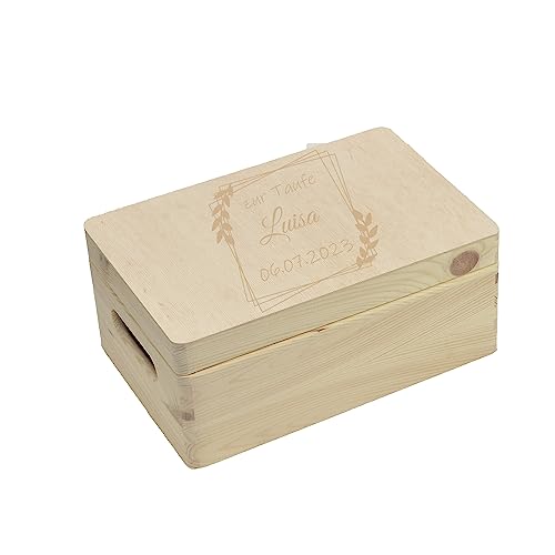 CHICCIE personalisierte Holzbox zur Taufe Natur 30x20x14cm - Erinnerungsbox