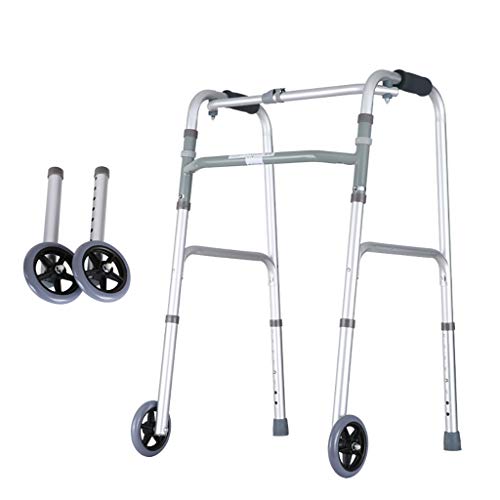 Faltbare Gehhilfe aus Aluminium, Rollator, 2-in-1-Gehhilfe mit 2 Rädern, für ältere Menschen