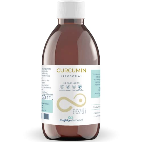 Liposomales Curcumin I 200 mg Curcumin I vegan I 250 ml Glasflasche I hochdosiert I hohe Bioverfügbarkeit I In Deutschland hergestellt I Mighty Elements