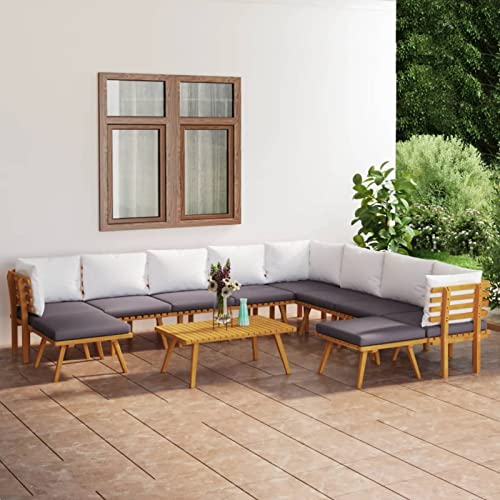 Juroupi 11-tlg. Garten-Lounge-Set mit Kissen Lounge MöBel Outdoor TerrassenmöBel Balkon MöBel Set Balcony Furniture Massivholz Akazie - 3087019