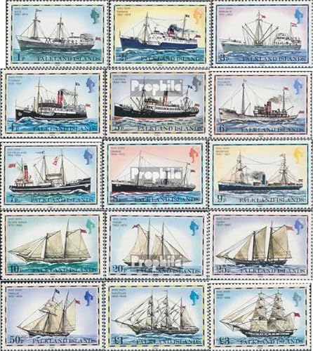 Prophila Collection Falklandinseln 255II-269II (kompl.Ausg.) mit Jahreszahl 1982 postfrisch ** MNH 1982 Postschiffe (Briefmarken für Sammler) Seefahrt/Schiffe