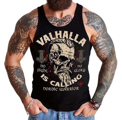 Herren Tanktop Muskel-Shirt für Wikinger Nordmann Keltic Fans: Nordic Warrior der nordischen Mythologie schwarz