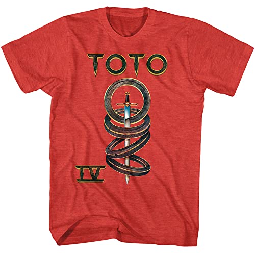 Toto Music IV Album-Cover Herren Kurzarm T-Shirt 80er Jahre Classic Rock Vintage Style Graphic Tees, Rot meliert, Mittel