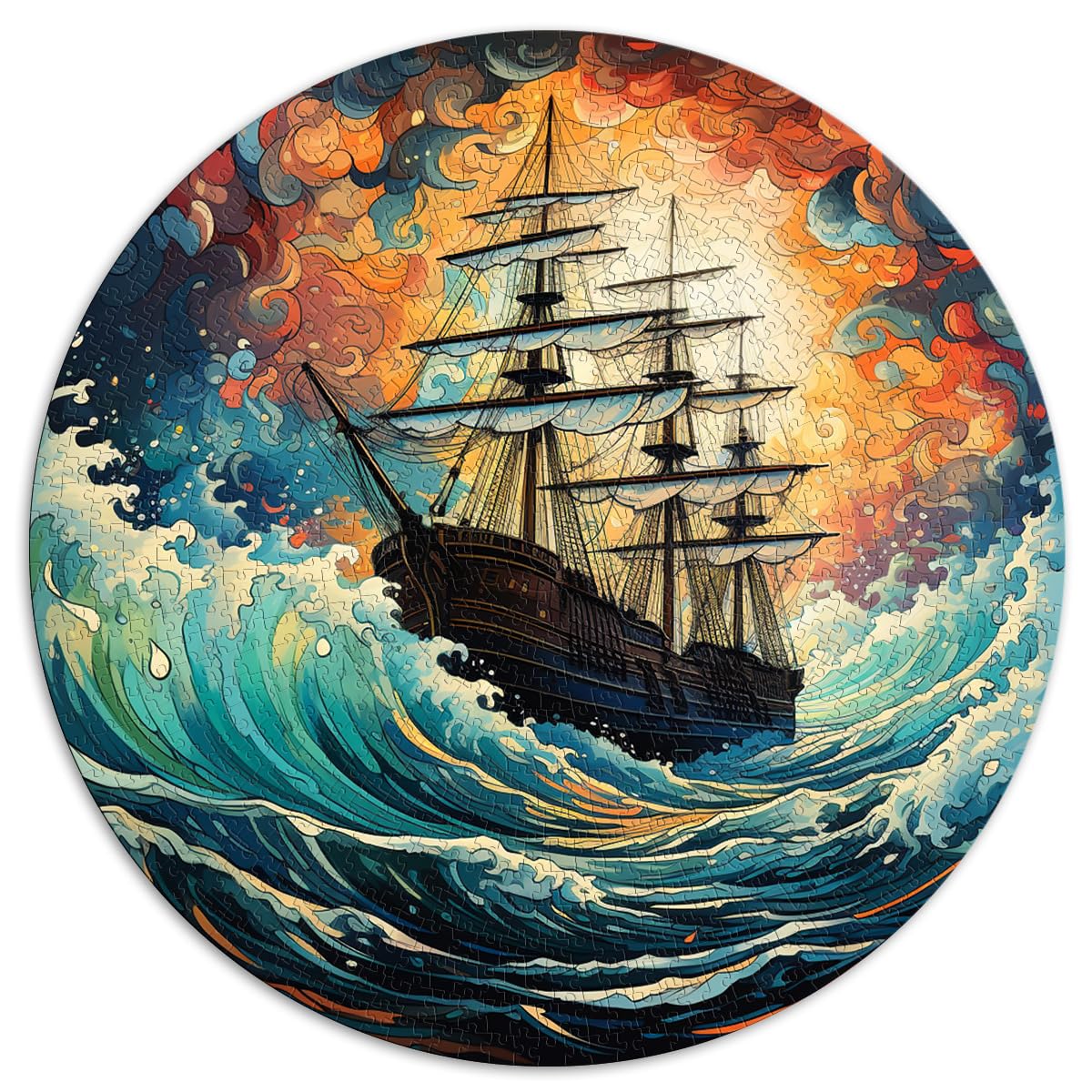 Puzzle zum Verschenken: Schiff auf stürmischer See. Puzzle mit 1000 Teilen für Erwachsene, 67,5 x 67,5 cm, Lernpuzzle, lustige Spiele für die ganze Familie