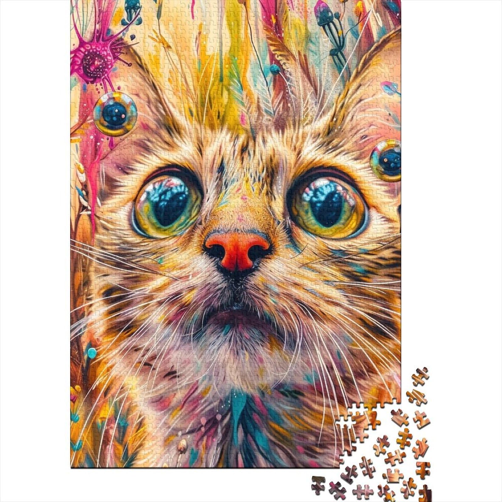 Art Cat Puzzles Puzzles für Erwachsene und Teenager Art Puzzles für Erwachsene 1000 Teile Holzpuzzles für Erwachsene und Teenager 29,53x19,69 Zoll