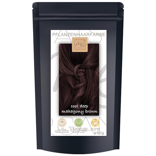 Pflanzenhaarfarbe in versch. Farben "cool deep mahagony brown" SET inkl. Handschuhe, Abdeckhaube & Shampoo ohne Chemie Haarfarbe vom Naturfrisör | 130g by Thats me Organic® (cool deep mahagony brown)