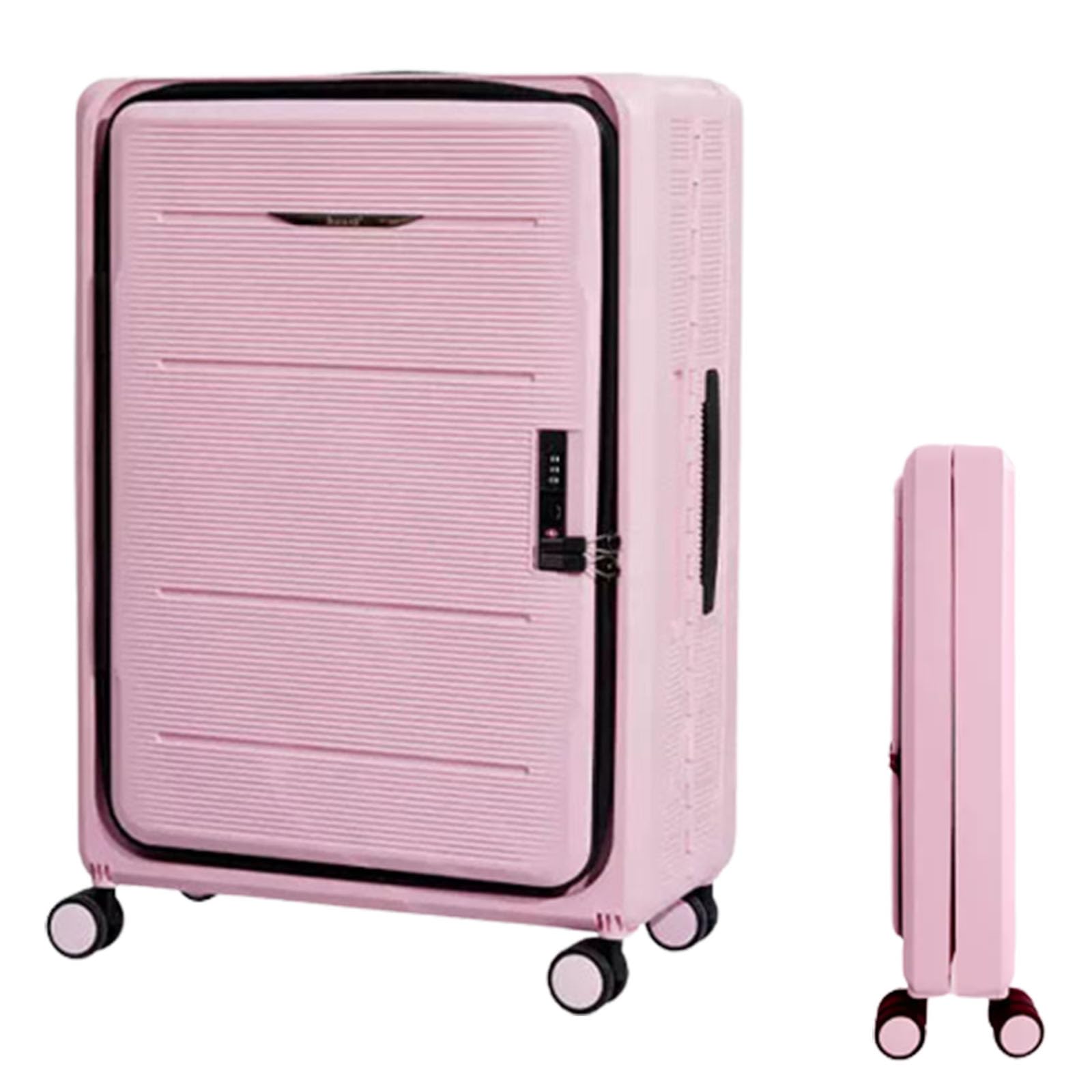 KJZQXYX Faltbarer Koffer, geräuschlose Kombinationsbox mit Frontöffnung, Rollkoffer, Verstellbarer Trolley mit drei Geschwindigkeiten (pink 20 in)