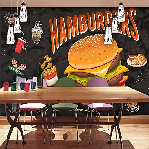 XLMING Burger Brathähnchen Fast Food Restaurant Restaurant Küche 3D Tapete Home Dekoration Wohnzimmer Sofa Schlafzimmer Tv Hintergrund Wand-430cm×300cm