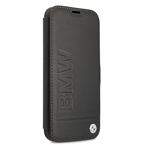 BMW Phone Case for iPhone 13 Pro Max - Leder Case Black Booktype Hot Stamp and Metal Logo