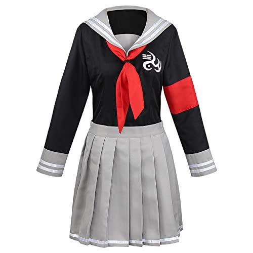 MAVNES Frauen Peko Pekoyama Cosplay Kostüm Grauer Uniformrock Full Sets Für Halloween,Black-M