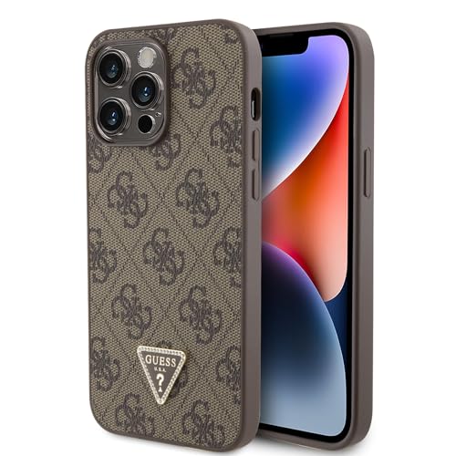 Guess iPhone 14 Pro Max Hardcase - 4G Logo - Strass - Brown