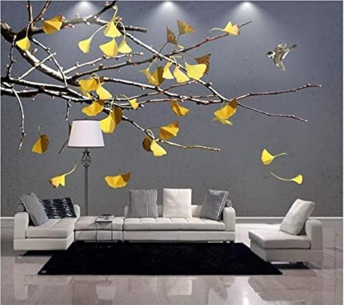 XLMING Handgemalter Ginkgovogel Und Blume 3D Tapete Wohnzimmer Sofa Schlafzimmer Esszimmer Home Dekoration Wand-200cm×140cm