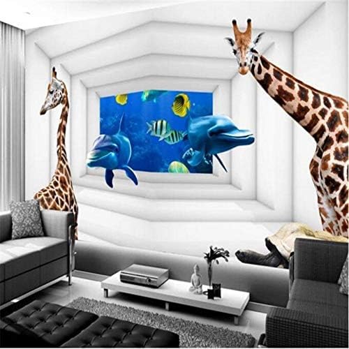 XLMING Dreidimensionale Giraffe Ozean Kinderzimmer 3D Tapeten Home Esszimmer Sofa Schlafzimmer Wohnzimmer TV Hintergrund-250cm×170cm