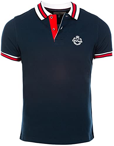 Karl´s People Kurzarm Poloshirt für Herren 100% Baumwolle by Carisma • Herren Polo Shirt mit Stickerei • Angenehmes Regular Fit Shirt für Büro und Freizeit K-129 5XL, Navy